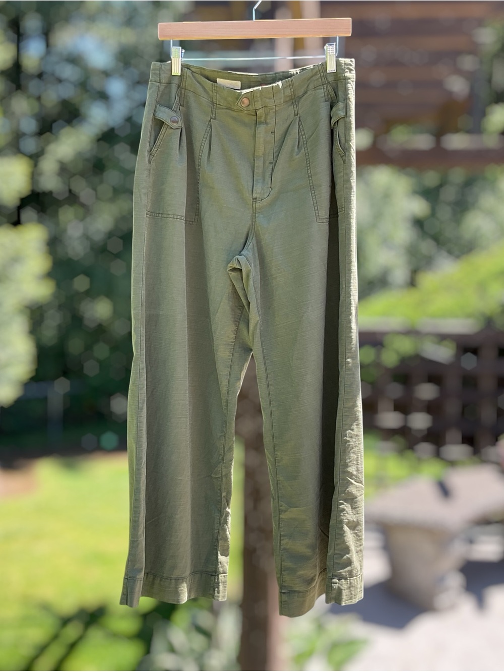 PILCRO Anthropologie Olive Green Wide Leg Pants Size 30 EUC - Picture 3 of 14